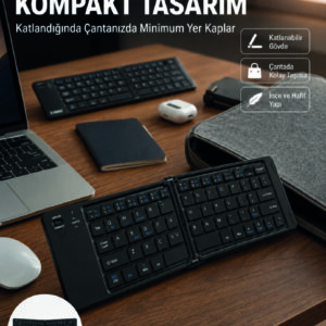 Kablosuz Katlanabilir Bluetooth Klavye Telefon Tablet Bilgisayar Uyumlu