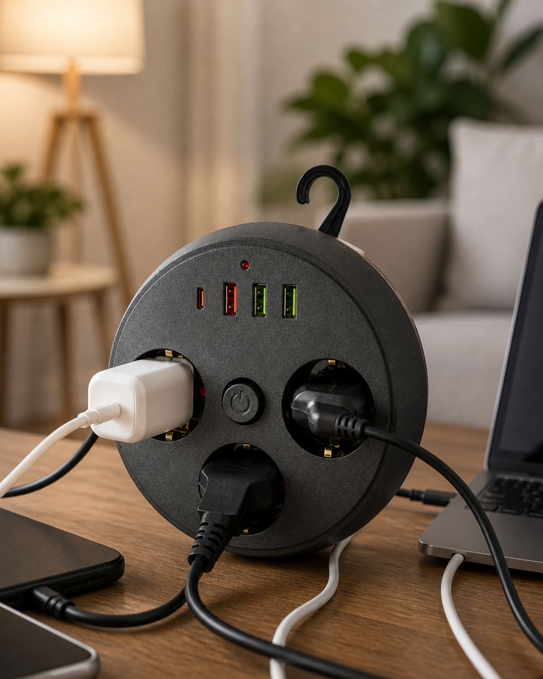 Ev Ofis İçin Çoklu Priz 3 Priz 3 USB Type C Güvenli Enerji Yönetimi