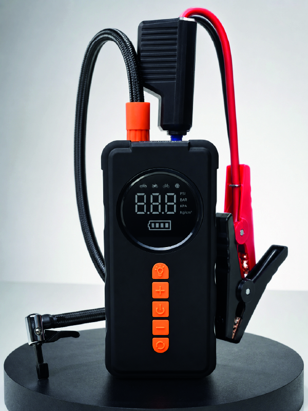Dijital Araç Kompresörü 4 Fonksiyonlu Akü Takviye Lastik Şişirme Powerbank ve LED El Feneri