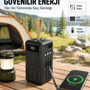 LED Ekranlı Çok Fonksiyonlu Taşınabilir Şarj Ünitesi Powerbank Yeni Nesil