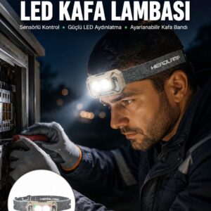 Şarjlı Wave Sensörlü LED Kafa Feneri Outdoor Kullanım Yeni Nesil