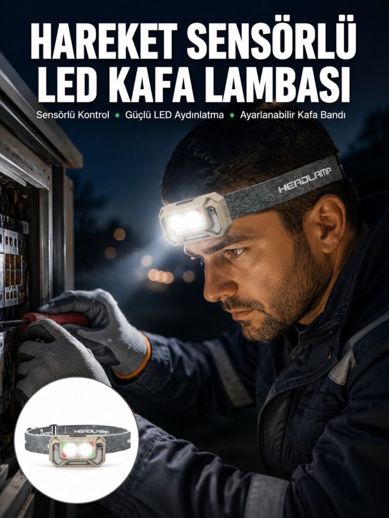 Şarjlı Wave Sensörlü LED Kafa Feneri Outdoor Kullanım Yeni Nesil