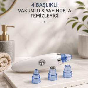 Yeni Nesil Vakumlu Pilli Siyah Nokta ve Yüz Temizleme Cihazı 4 Başlıklı