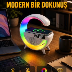 13 Renk Seçenekli Kablosuz Şarj Cihazlı LED Lamba