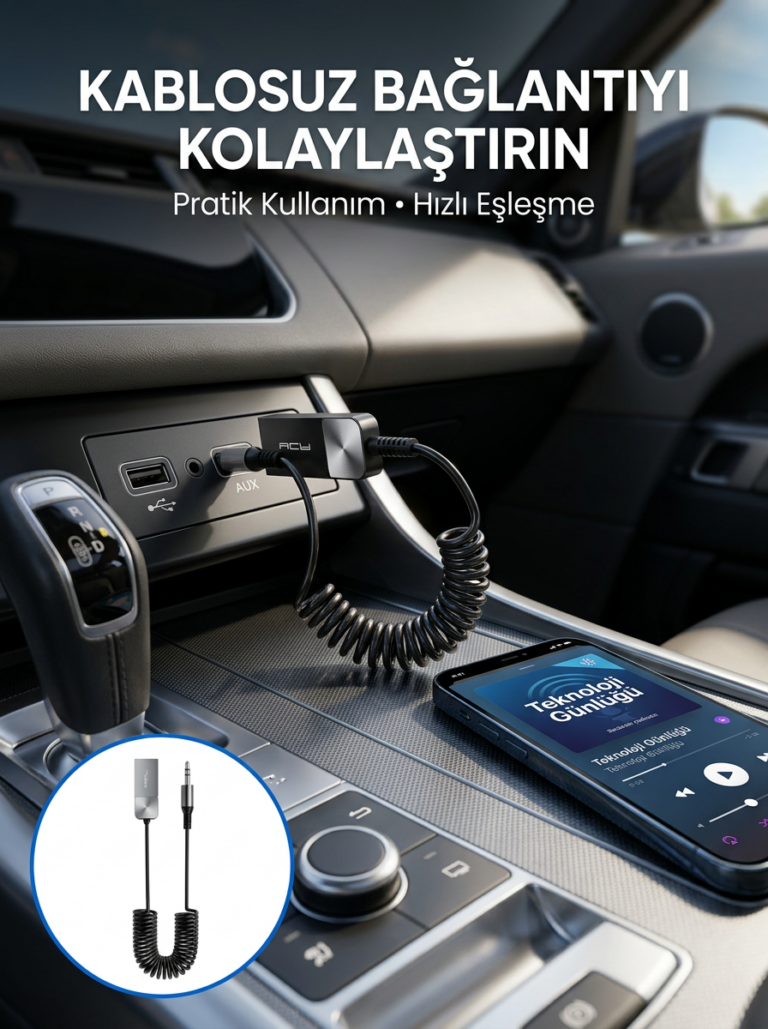 AUX Girişli Cihazlar İçin Kablosuz Bluetooth Adaptörü