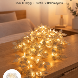 Yaprak Şekilli Gümüş LED Işık Pilli Dekoratif Aydınlatma