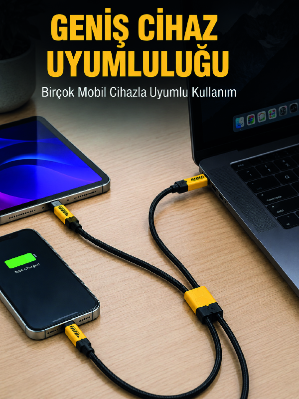 240W Çoklu Şarj Kablosu Type-C Lightning Micro USB Örgü Kablo