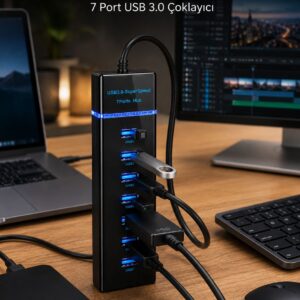 7 Girişli USB 3.0 Hub 5Gbps LED Göstergeli USB Çoğaltıcı