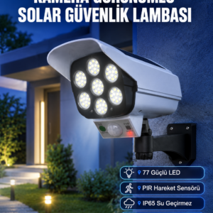 Kablosuz, Güneş Paneliyle Şarj Olan Dış Mekan Lambası – 8-10 Saat Aydınlatma Süresi