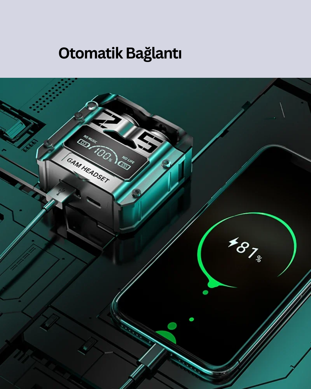 Yüksek Ses Kaliteli Kablosuz Bluetooth Kulaklık Suya Dayanıklı