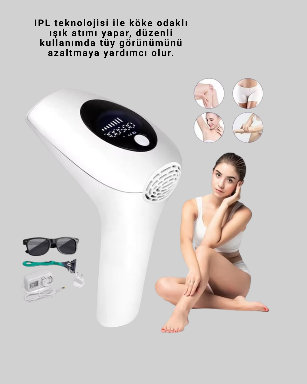 IPL Lazer Epilasyon Aleti 5 Kademeli Güç Ayarlı