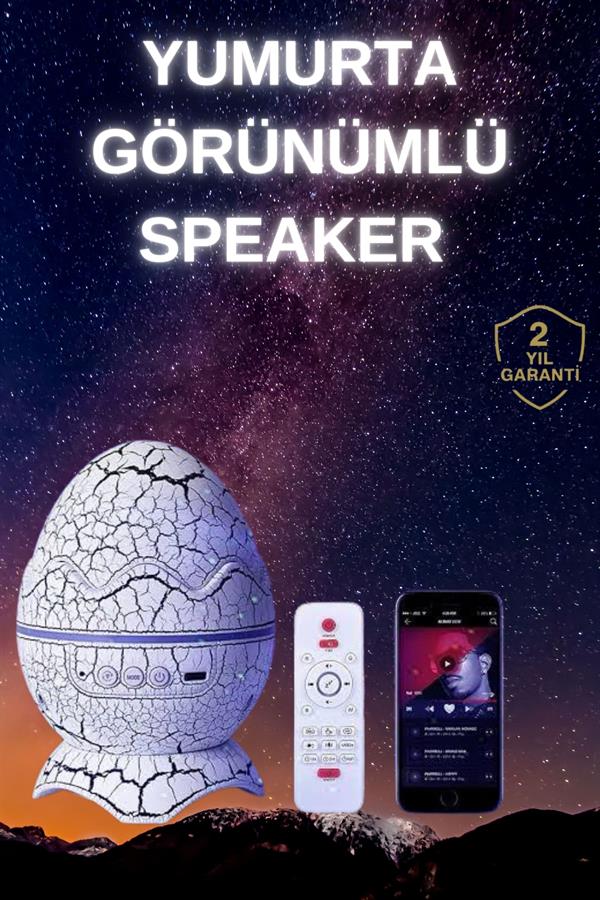 Yumurta Şeklinde Su Dalgalı Bluetooth Speaker Lamba Renkli Şarjlı Yeni Nesil