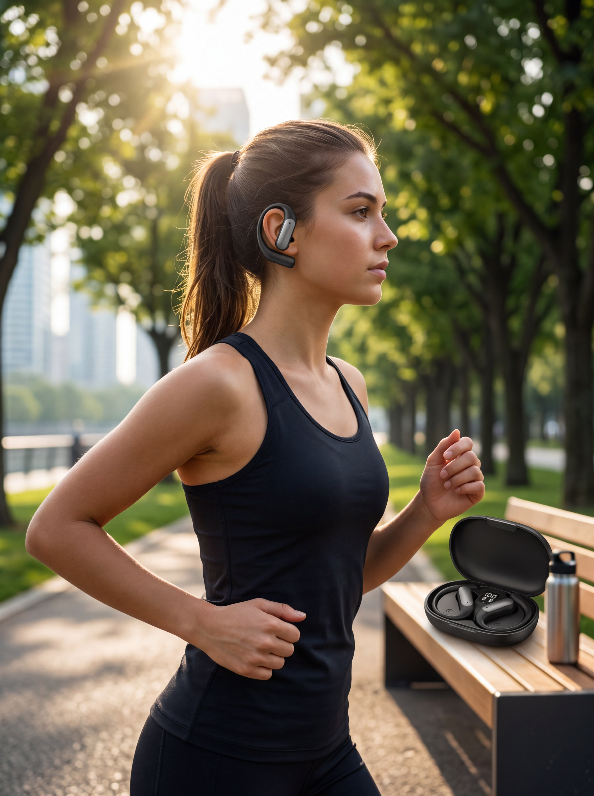 Kablosuz Bluetooth Spor Kulaklığı Güvenli Tutuşlu Dijital Ekranlı Şarj Kutusu
