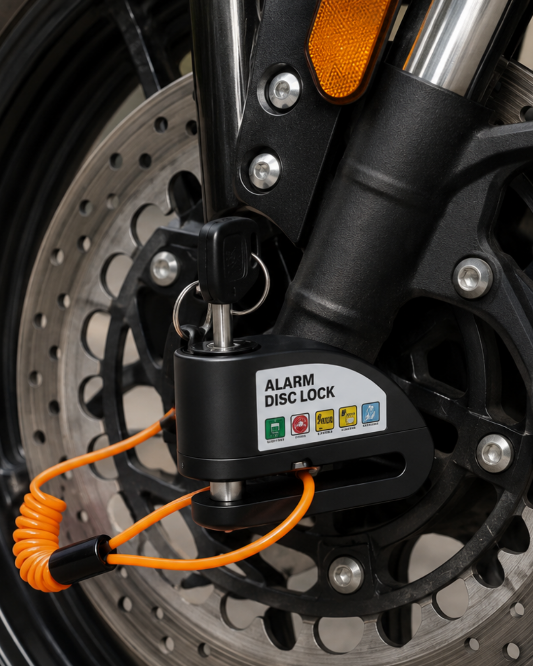 110 dB Alarmlı Disk Fren Kilidi Su Geçirmez Çelik Motosiklet Güvenlik Kilidi