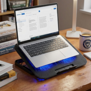 USB Girişli Laptop Soğutma Standı Çift Fan Mavi Işıklı Notebook Soğutucu