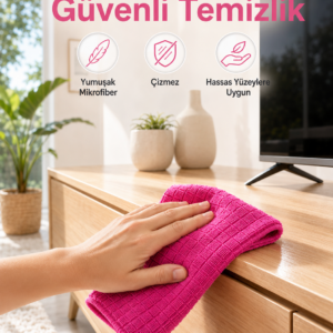 Çok Amaçlı Pembe Mikrofiber Bez Çizmeden Etkili Yüzey Temizliği