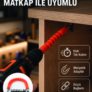 Esnek Bits Uç Seti 12 Parça Manyetik Adaptörlü Matkap Tornavida Aksesuarı