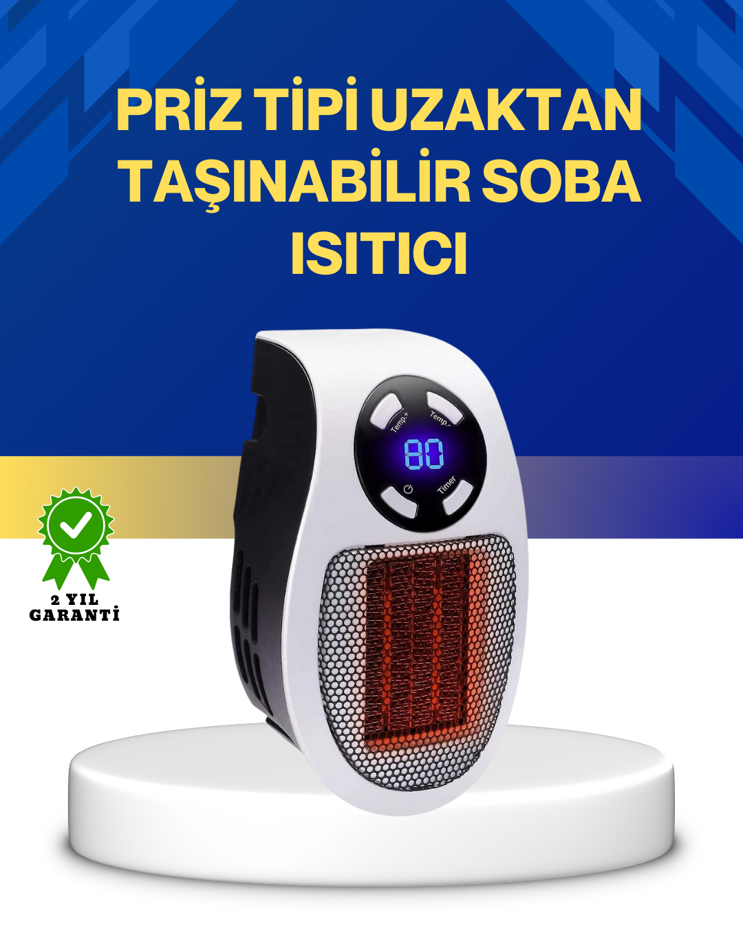 Uzaktan Kumandalı Priz Tipi Seramik Isıtıcı Zaman Ayarlı
