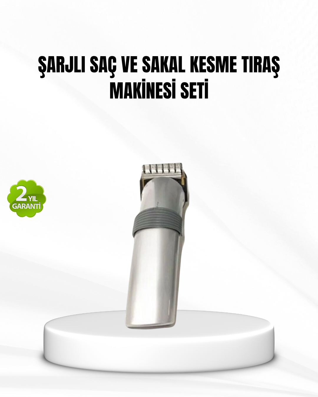 Şarjlı Saç ve Sakal Kesme Makinesi – Paslanmaz Çelik Bıçak, Ayarlanabilir Başlık