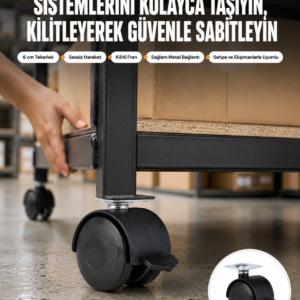 6 cm Kilitli Tekerlek Ayak 4 Adet Sehpa ve Ekipman Uyumlu