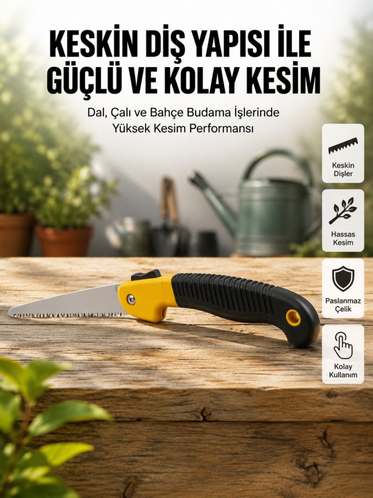 Ergonomik Saplı Katlanabilir Budama Testeresi