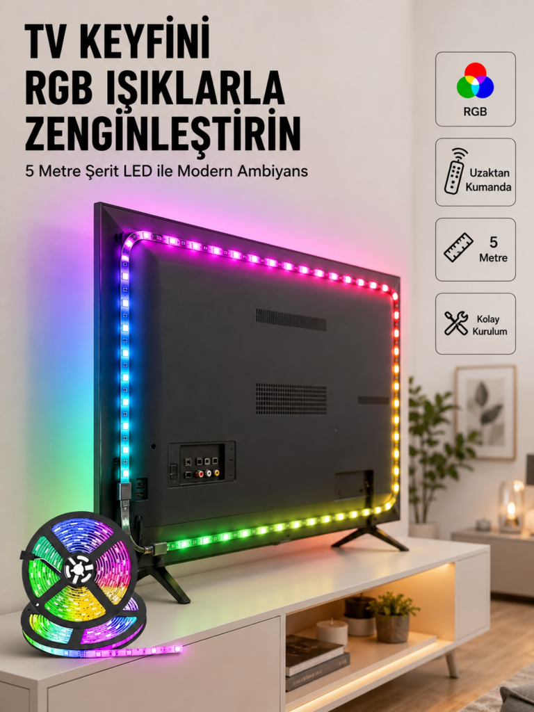 Enerji Tasarruflu RGB Şerit LED 5 Metre