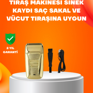 Altın Renk Kablolu Sakal Tıraş Makinesi Çelik Bıçaklı 3W Motor