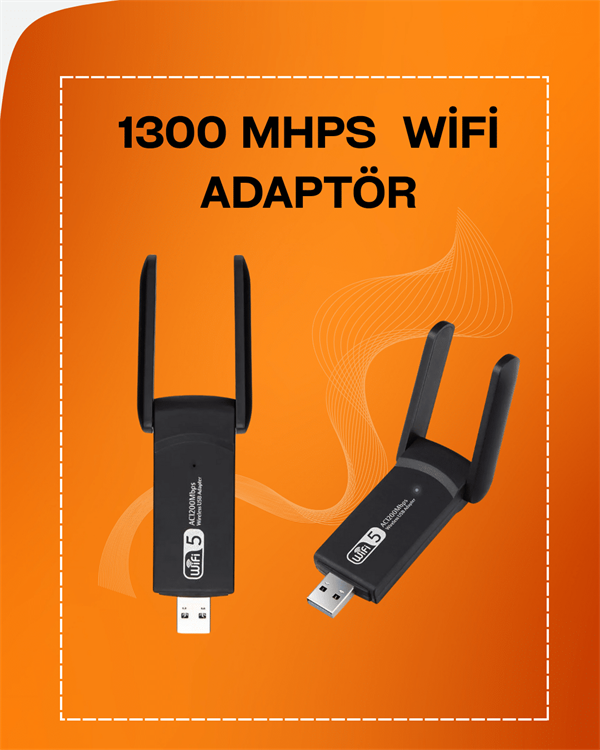 Tak-Çalıştır Özellikli Çift Bant WiFi Adaptör – 1200 Mbps
