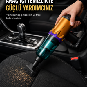 Araç İçi Temizlik İçin Şarjlı El Süpürgesi Çok Başlıklı Pratik Temizlik Cihazı
