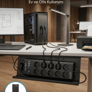 USB ve Type-C Şarj Özellikli 10'lu Çoklu Priz