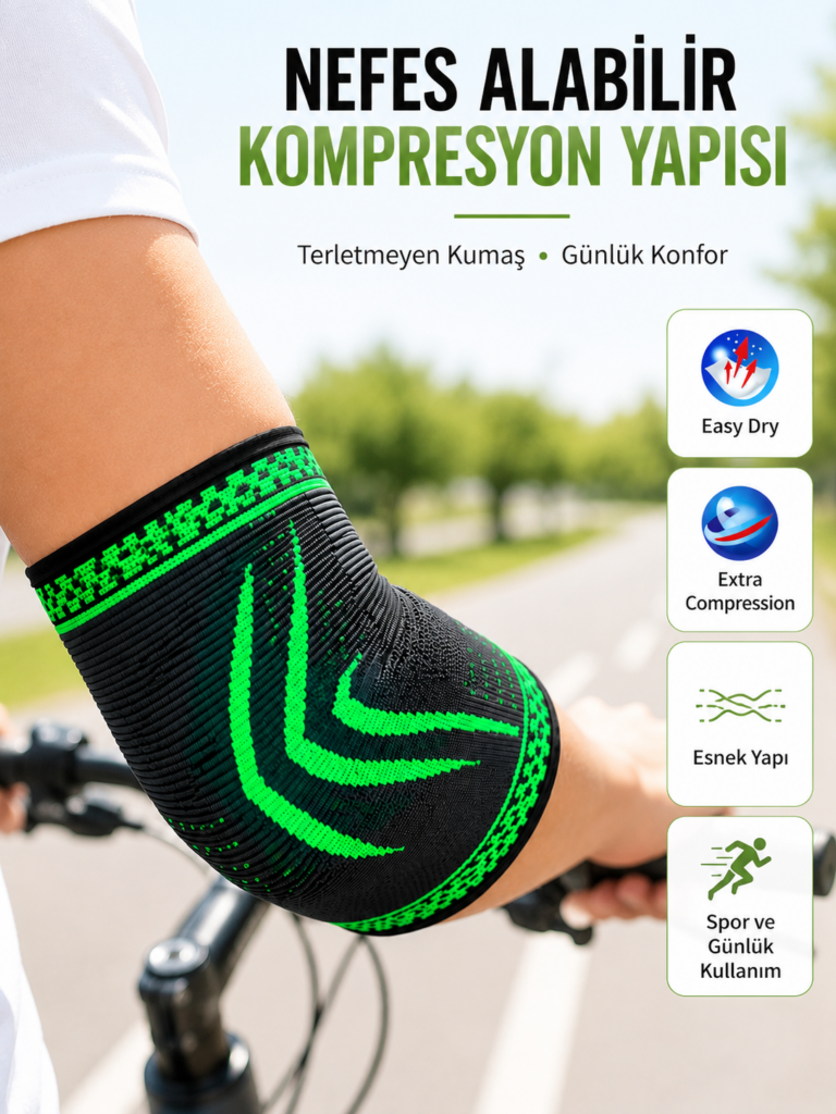 Spor Dirsekliği Dirsek Koruyucu Kompresyonlu Nefes Alabilir Esnek Destek Bandajı