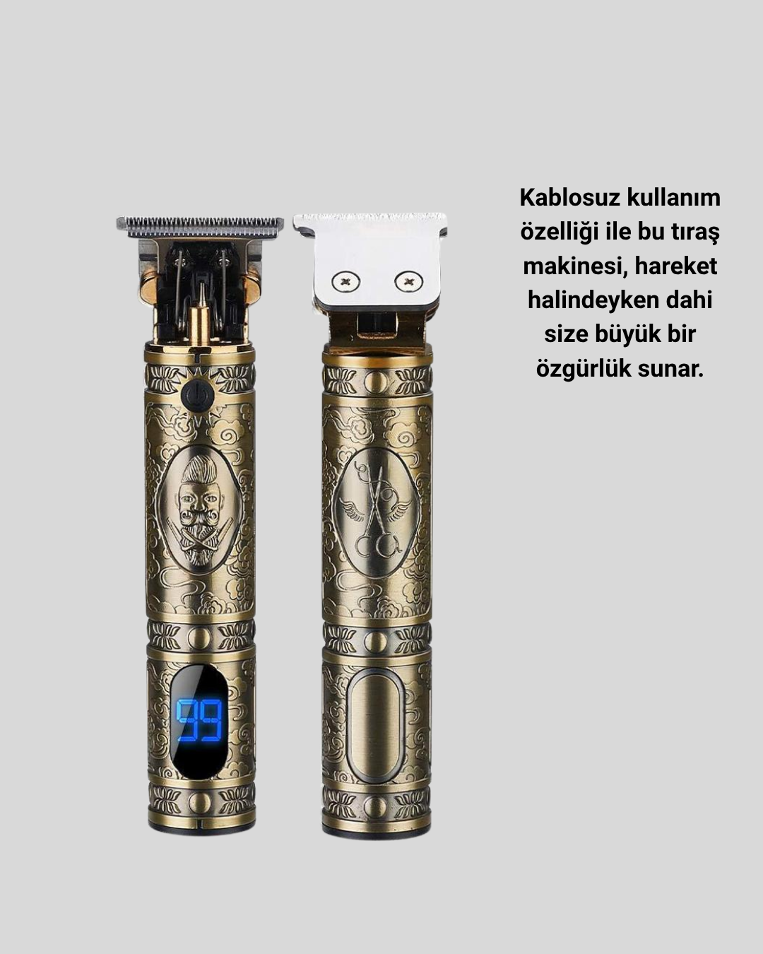 Şarjlı Kablosuz Tıraş Makinesi – 1800 mAh Batarya, Uzun Pil Ömrü, Profesyonel Sessiz Motor