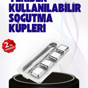 Paslanmaz Çelikten Üretilmiş Metal Buz Küpü Seti ve Buz Klipsi