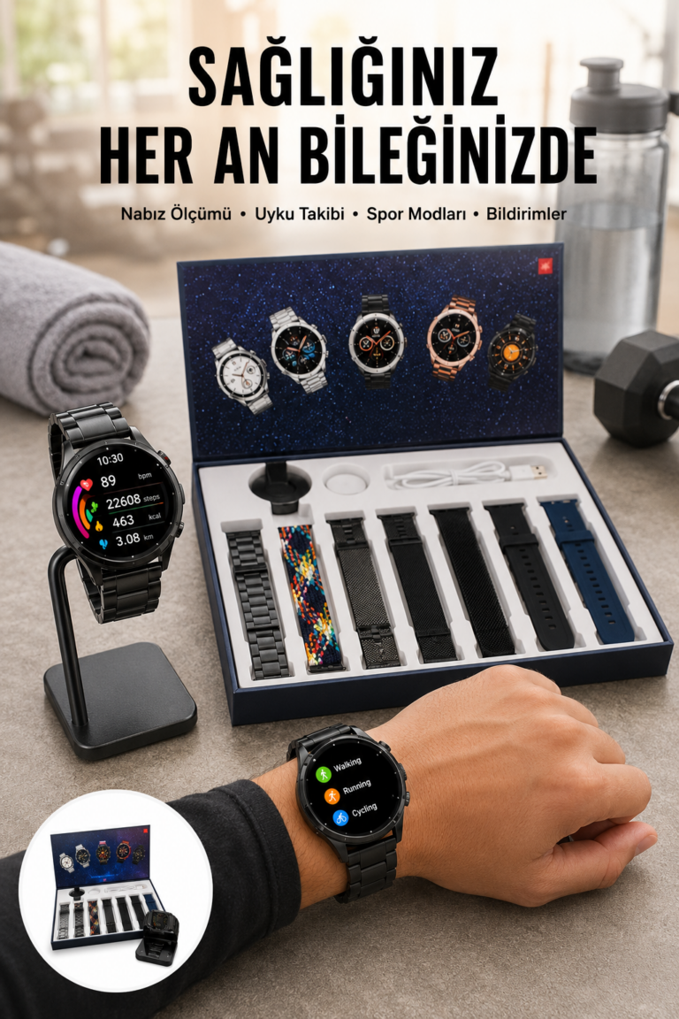 Yeni Nesil Akıllı Saat 2024 Model Uyku ve Sağlık Takibi Bluetooth Bağlantılı Yeni Nesil