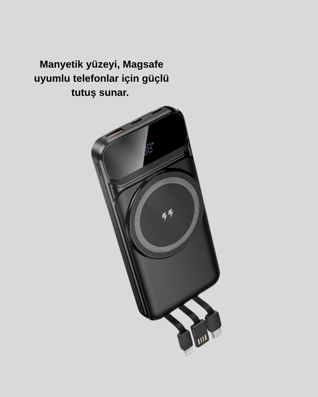 15W Kablosuz Hızlı Şarjlı 10000 mAh Powerbank – Taşınabilir, LED Göstergeli