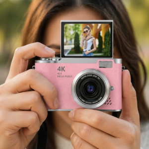 48 MP Vlog Kamera 1080P Video Flip Screen Uzun Pil Ömrü Selfie Kamera
