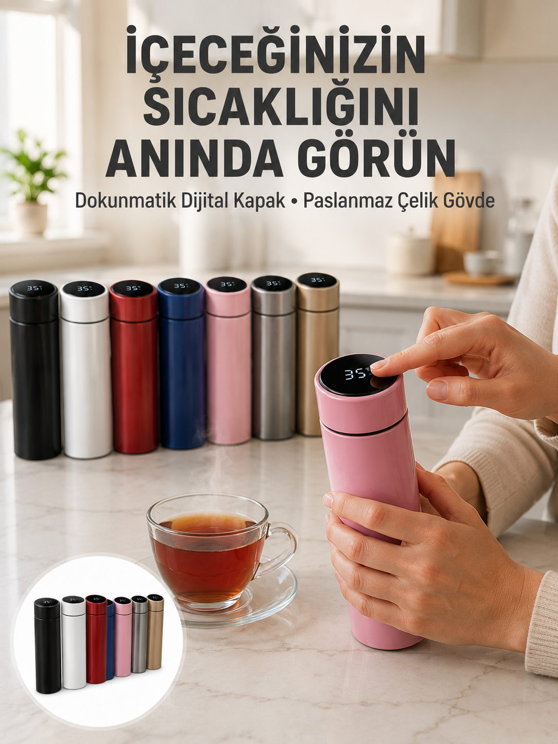 Yüksek Isı Korumasına Sahip Taşınabilir Çelik Termos Yeni Nesil