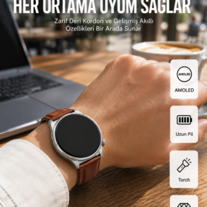 AMOLED Ekranlı 10 Gün Kullanım Süreli Torch Özellikli Akıllı Saat Yeni Nesil