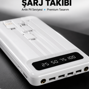 20.000mAh Taşınabilir Powerbank PD Teknolojili Çift USB Çıkışlı Yeni Nesil