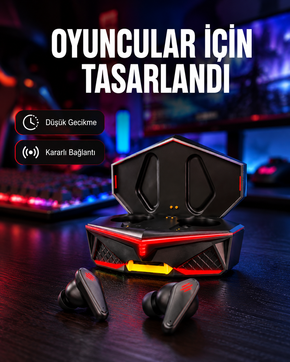 Led Işıklı Metal Kasa Kablosuz Gaming Kulaklık Yeni Nesil