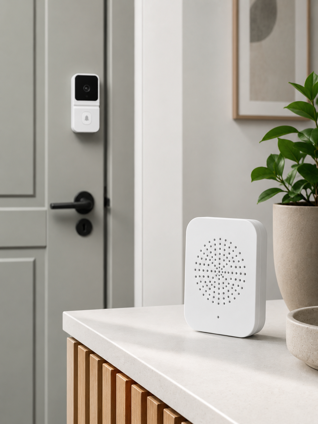 Wi-Fi Beyaz Görüntülü Kapı Zili HD Kamera, Gece Görüşü ve Çift Yönlü Konuşma Özellikli