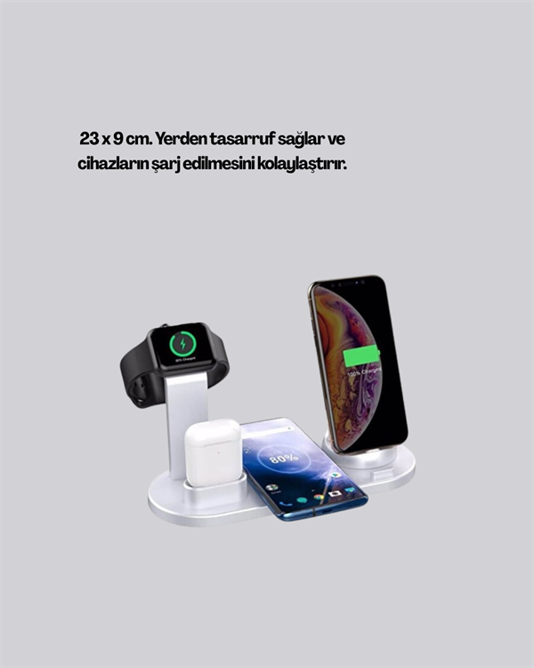 iPhone, Apple Watch ve AirPods ile Uyumlu 4'ü 1 Arada Şarj Ünitesi – Tüm Apple Cihazları Tek Noktada