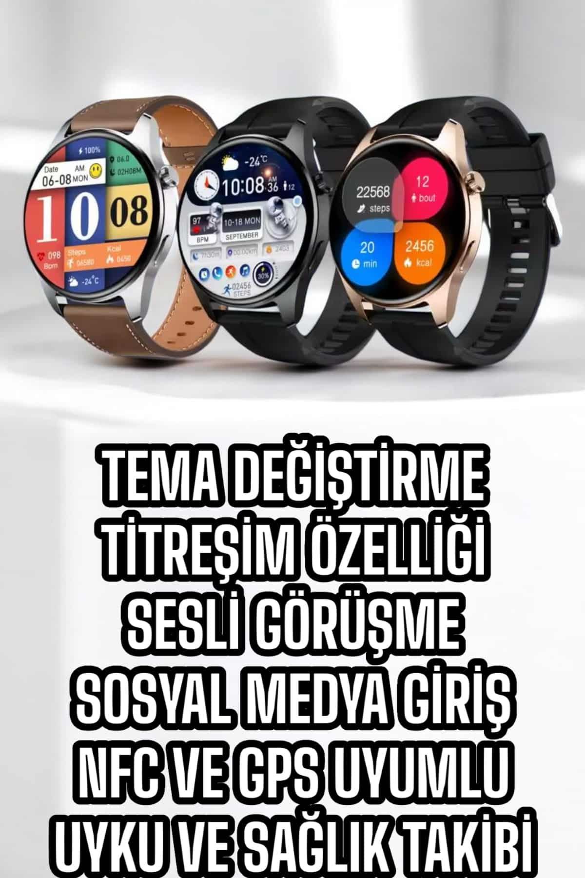 Akıllı Saat Tema Değiştirme Titreşimli Bluetooth Bağlantılı NFC Ve GPS Uyumlu
