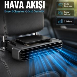 Aroma Hazneli Araç Koltuk Başlığı Fanı 5 Kademeli Güçlü Hava Akışı Sunan Soğutucu