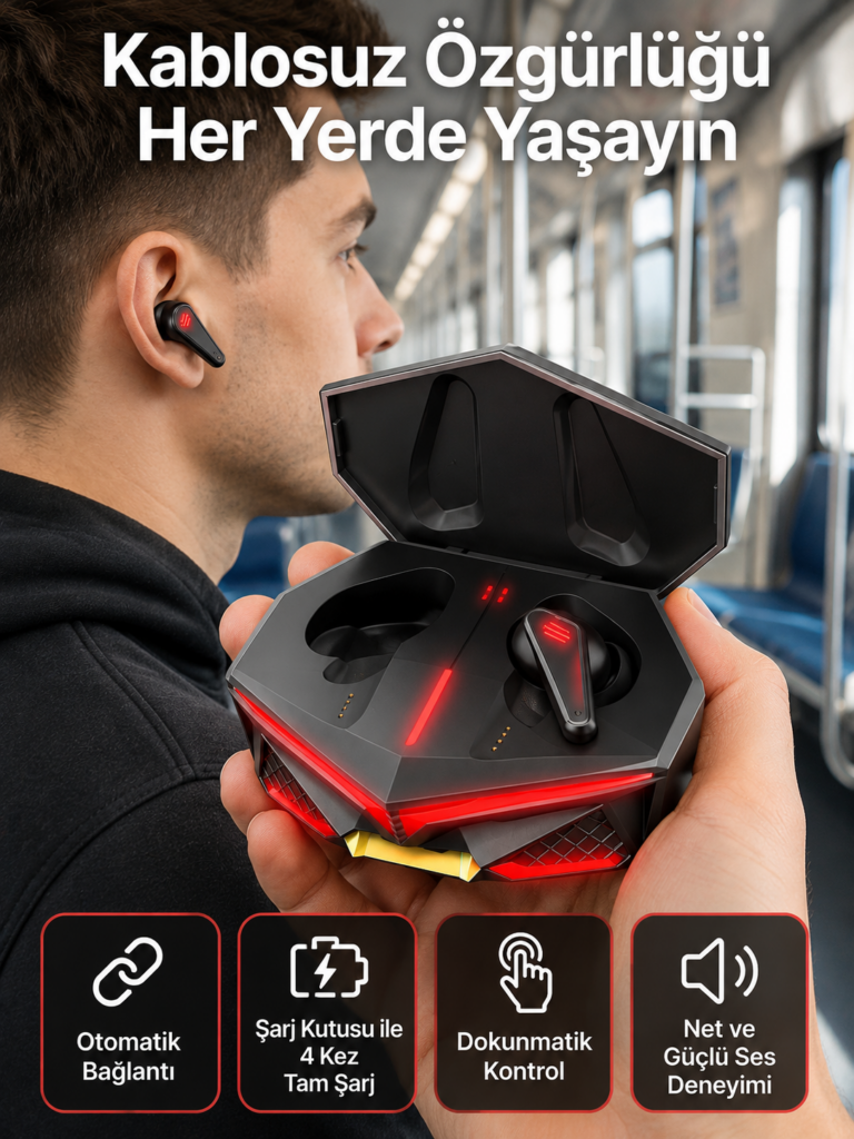 Profesyonel TWS Işıklı Kablosuz Bluetooth Kulaklık Oyuncu Kulaklığı