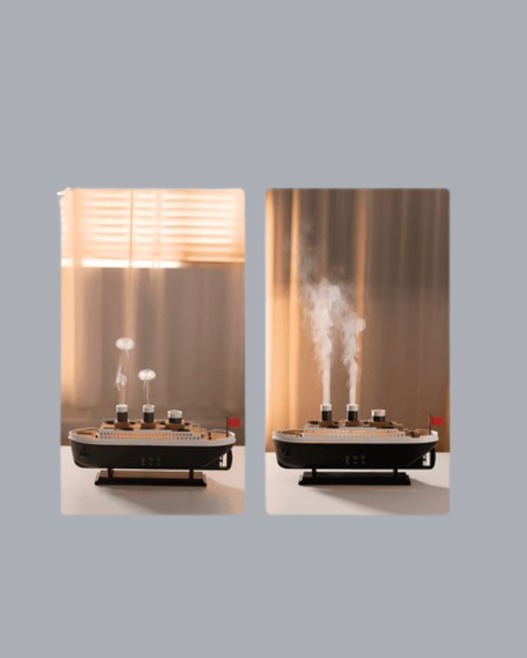 Ultra Sessiz Titanik Gemi LED Işıklı Aroma Difüzörü Oda Nemlendirici Yeni Nesil