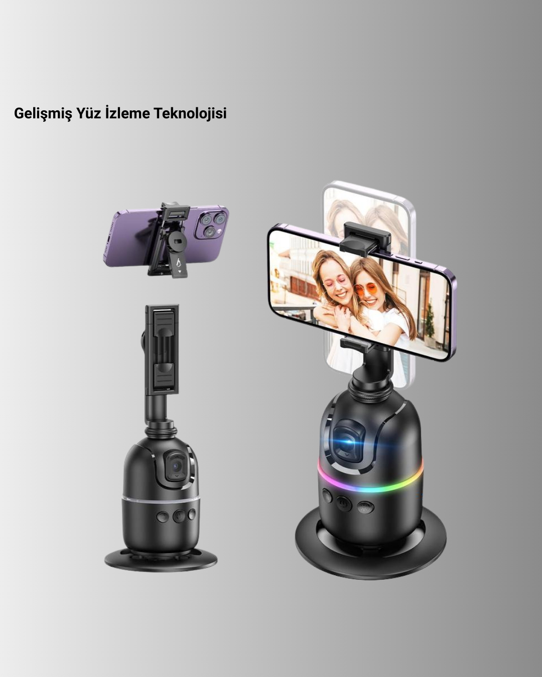 Telefon ve Kamera Uyumlu 360° Otomatik Takipli Akıllı Masa Tripodu Yeni Nesil