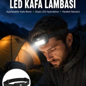 Sensörlü Kamp Lambası Ayarlanabilir Kafa Lambası Kafa Bantlı Yeni Nesil