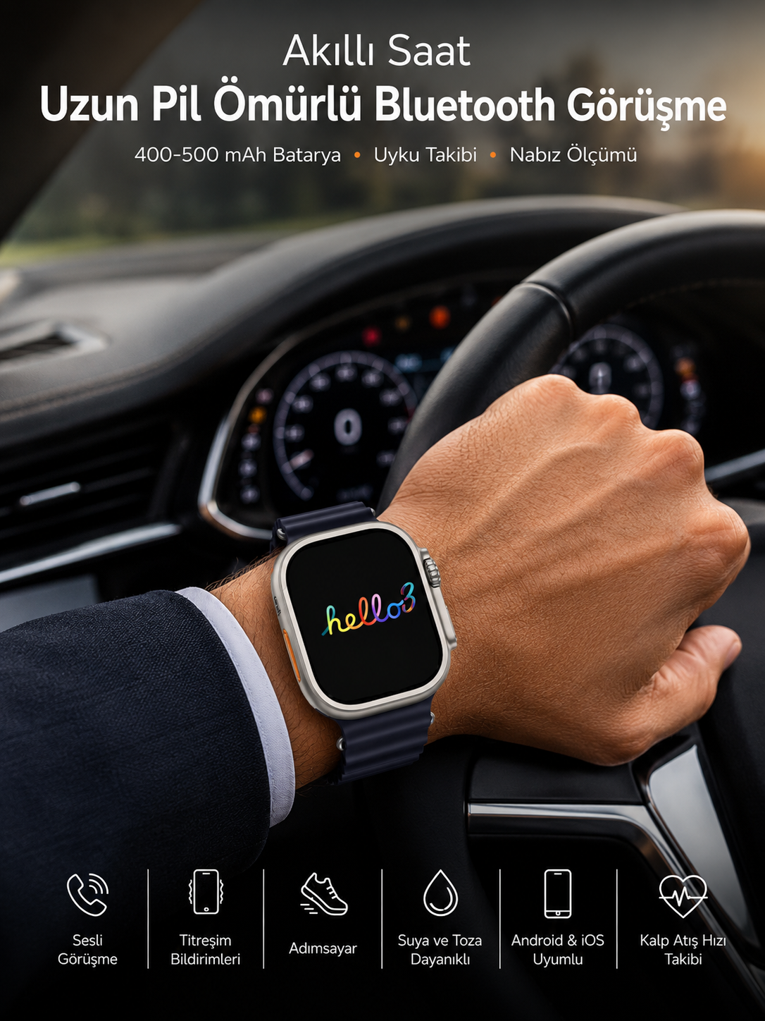 Akıllı Saat Yeni Nesil Bluetooth Bağlantılı Uyku Sağlık Takibi GPS Ve NFC Uyumlu