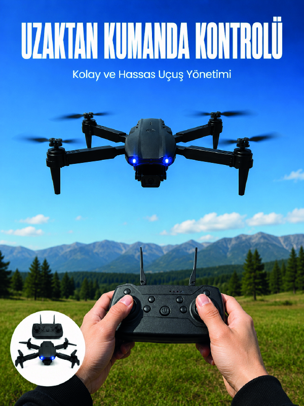 4K HD Kameralı Katlanabilir Drone Sabit Yükseklik Destekli Uzaktan Kumandalı Drone